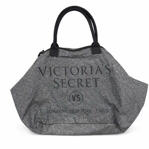 Victoria’s Secret Sparkly Weekender Tote Bag | Gray Glitter Travel Gym
